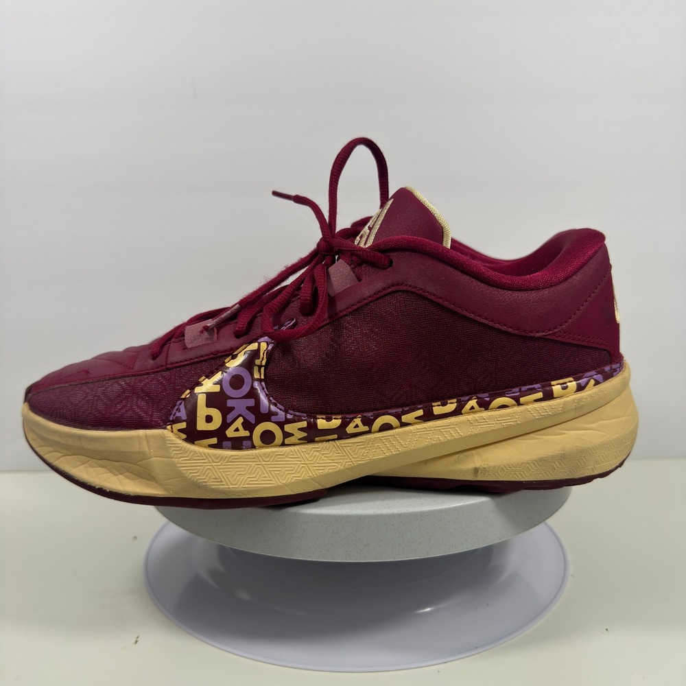 Nike Zoom‎ Freak 5 BooBasketball Shoes Burgundy Gold Men's Size 10 Giannis - Picture 2 of 16